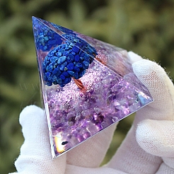 Natural Lapis Lazuli & Amethyst Orgonite Pyramid Resin Energy Generators&nbsp;PW-WGBC1F9-01