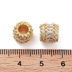 Column Brass Micro Pave Clear Cubic Zirconia Beads&nbsp;KK-S394-02A