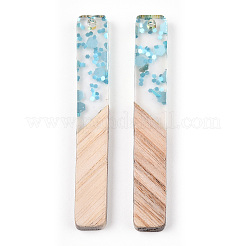 Transparent Resin & White Wood Big Pendants&nbsp;RESI-N039-47