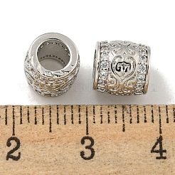 Rack Plating Brass Micro Pave Clear Cubic Zirconia European Beads&nbsp;KK-L215-301P