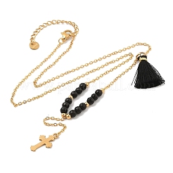 Golden Tone 304 Stainless Steel Cross Pendant Necklaces&nbsp;NJEW-A032-02G-02
