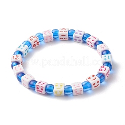 Craft Cube with Mixed Expression Acrylic Beads Stretch Bracelet for Kid&nbsp;BJEW-JB06581
