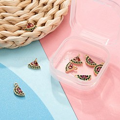 8Pcs Brass Micro Pave Colorful Cubic Zirconia Charms&nbsp;KK-LS0001-40