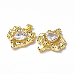 Brass Micro Pave Cubic Zirconia Pendants&nbsp;KK-P223-51G-03