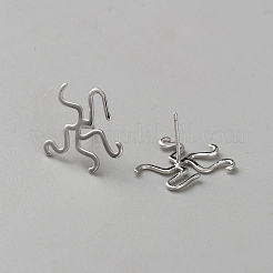 Anti-Tarnish Rhomdium Plated Sterling Silver Studs Earrings Findings&nbsp;STER-WH0061-38P