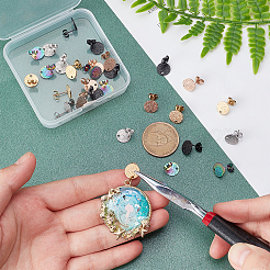 30Pcs 5 Colors 304 Stainless Steel Stud Earring Findings&nbsp;STAS-UN0023-07