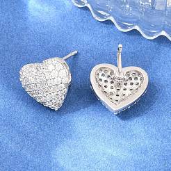 Brass Micro Pave Clear Cubic Zirconia Stud Earrings&nbsp;EJEW-G471-31P-02