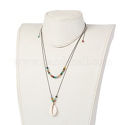 Cowrie Shell Beads Pendants Necklaces Sets&nbsp;NJEW-JN02299-02