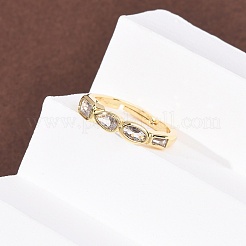 Adjustable Brass Micro Pave Cubic Zirconia Finger Rings for Women&nbsp;RJEW-K264-03G