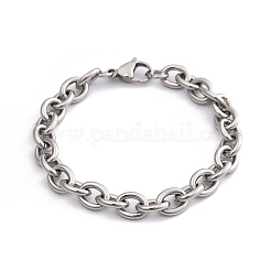 Tarnish Resistant 304 Stainless Steel Cable Chain Bracelets&nbsp;X-BJEW-I238-09P