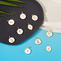 10Pcs 5 Styles Golden Plated Brass Enamel Pendants&nbsp;KK-TA0008-60