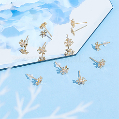 6 Pairs Clear Cubic Zirconia Snowflake Stud Earrings&nbsp;EJEW-BC0001-15