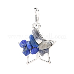 6Pcs 6 Styles Natural & Synthetic Mixed Stone Chip Pendants&nbsp;PALLOY-JF01946-02