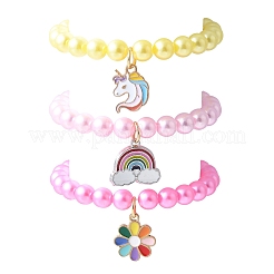 3Pcs 3 Colors ABS Plastic Imitation Pearl Beads Stretch Bracelets&nbsp;BJEW-JB11585