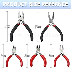 5Pcs 5 Styles Carbon Steel Jewelry Pliers&nbsp;AJEW-YW0001-19