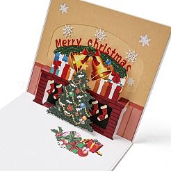 Rectangle 3D Christmas Tree Pop Up Paper Greeting Card&nbsp;AJEW-P124-D01