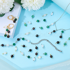 16Pcs 4 Styles June Birthstone Natural Rainbow Moonstone Pendant and Connector Charms&nbsp;PALLOY-SW00108