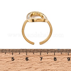 304 Stainless Steel Rhinestone Cuff Open Rings for Women&nbsp;RB-CBA2039-01G-03