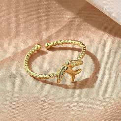 Bird Brass Cuff Rings for Women&nbsp;RJEW-C123-06G