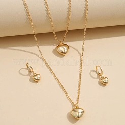 Heart Alloy Pendant Necklaces & Hoop Earrings & Charm Bracelets Sets&nbsp;FS-WGCAE07-01