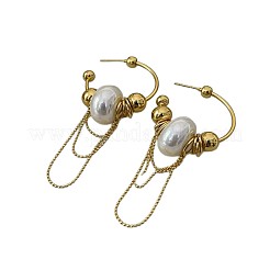 Brass & Imitation Pearl Stud Earrings&nbsp;WG06425-01
