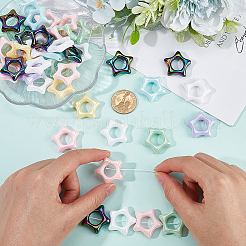 50Pcs UV Plating Rainbow Iridescent Acrylic Bead Frames&nbsp;PACR-SP0001-04