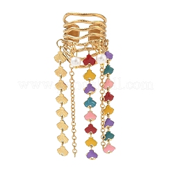 304 Stainless Steel Tassel Cuff Open Rings for Women&nbsp;RJEW-F208-01G-01