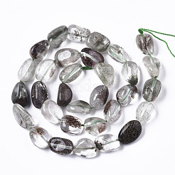 Natural Green Lodolite Quartz/Garden Quartz/Green Phantom Quartz Beads Strands&nbsp;G-N0326-027