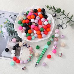 89Pcs Pattern Printed Silicone Beads Sets&nbsp;SIL-SZ0002-55