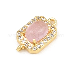 Brass Micro Pave Clear Cubic Zirconia Connector Charms&nbsp;CU-CBAFB7D-04G-01