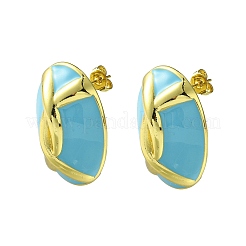 Oval Brass Stud Earrings&nbsp;EJEW-C072-02G
