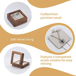 Wood Badge Storage Boxes with Visible Window and Magnetic Lid&nbsp;CON-WH0107-101B