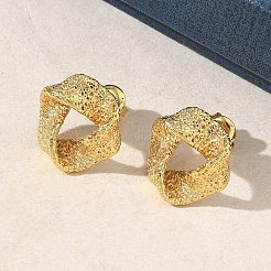 Textured 304 Stainless Steel Stud Earrings for Women&nbsp;EJEW-K333-05G