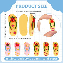 60Pcs 6 Styles Fruit Opaque Resin Cabochons&nbsp;RESI-ME0001-28