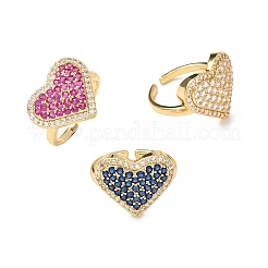 Brass Micro Pave Cubic Zirconia Cuff Open Rings&nbsp;RJEW-F204-07B-G