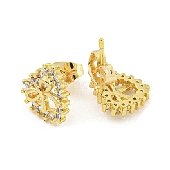 Brass Micro Pave Cubic Zirconia Ear Studs&nbsp;EJEW-P261-27A-G