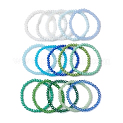 15 Colors Faceted Rondelle Glass Beaded Stretch Bracelet Sets&nbsp;BJEW-JB10698