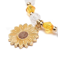 Acrylic Beaded Stretch Bracelet with Alloy Enamel Charms for Women&nbsp;BJEW-JB08727