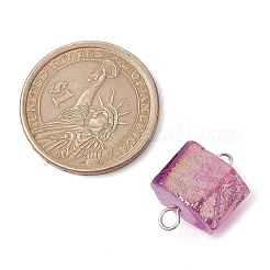 Electroplated Natural Quartz Beads Connector Charms&nbsp;PALLOY-JF02457-02