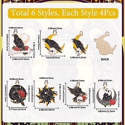 24Pcs 6 Styles Alloy Enamel Pendats&nbsp;ENAM-SC0006-40