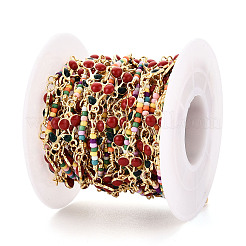 Brass Enamel Cherry Link Chains&nbsp;KK-T074-77G