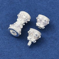 Brass Micro Pave Clear Cubic Zirconia Screw Clasps&nbsp;KK-H202-02A-S