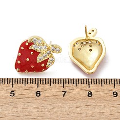 Brass Micro Pave Clear Cubic Zirconia Stud Earrings&nbsp;EJEW-F895-27C-01G