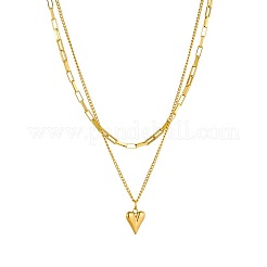 304 Stainless Steel Pendant Double Layer Necklaces for Women&nbsp;WGDC0B3-01