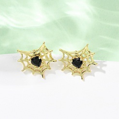 Brass Micro Pave Cubic Zirconia Stud Earrings&nbsp;LS-EJEW-Z156-02G-02