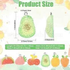 60Pcs 6 Styles Fruit Theme Transparent Resin Pendants&nbsp;RESI-CJ0005-31