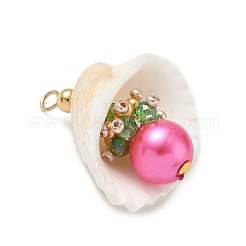 Natural Shell & Round Glass Pendants&nbsp;PALLOY-MZ00912-01