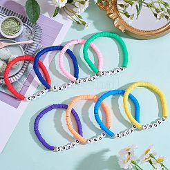 8Pcs 8 Colors Polymer Clay Heishi Surfer Stretch Bracelets Set&nbsp;BJEW-SW00085
