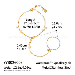 304 Stainless Steel Pave Clear Cubic Zirconia Finger Ring Bracelets for Women&nbsp;TS4322