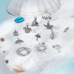 72Pcs 12 Style Beach Theme Tibetan Style Alloy Pendants&nbsp;FIND-SC0003-10